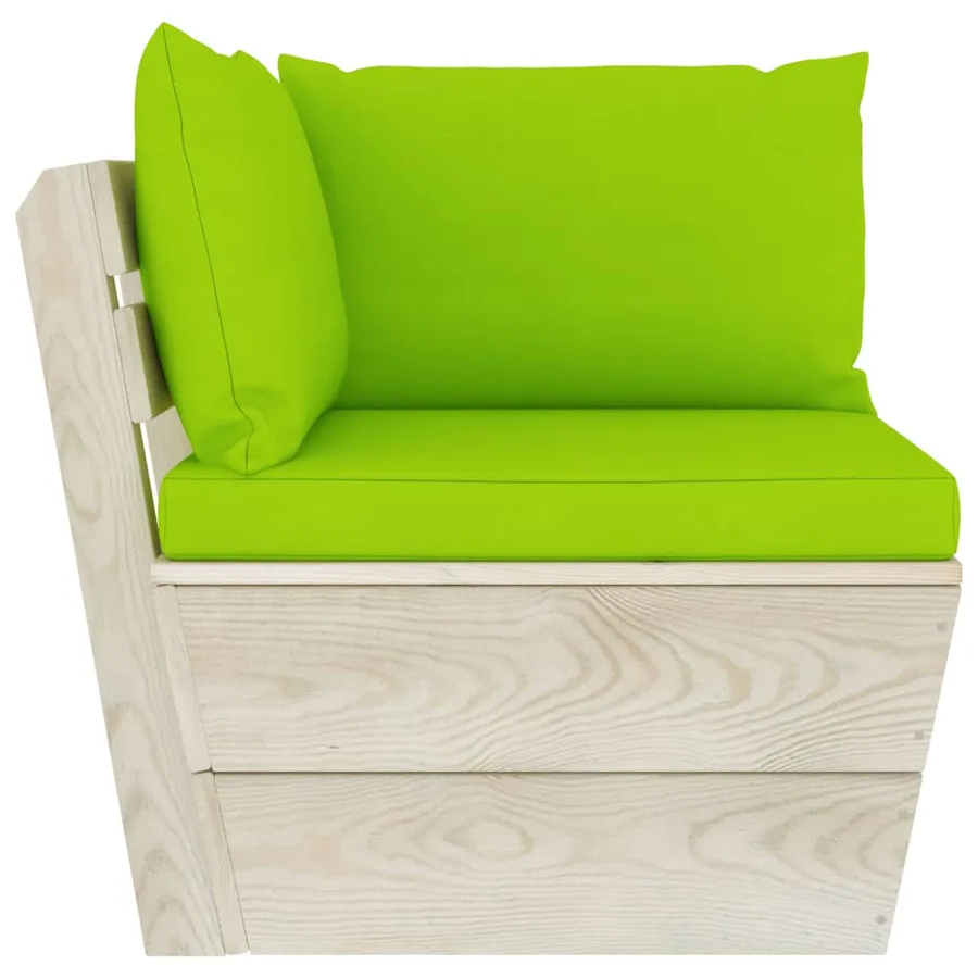 Canapé d'angle palette de jardin avec coussins Épicéa imprégné - 3