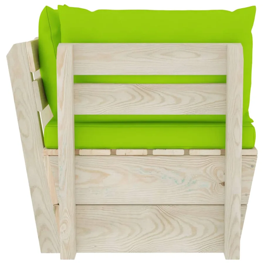 Canapé d'angle palette de jardin avec coussins Épicéa imprégné - 4