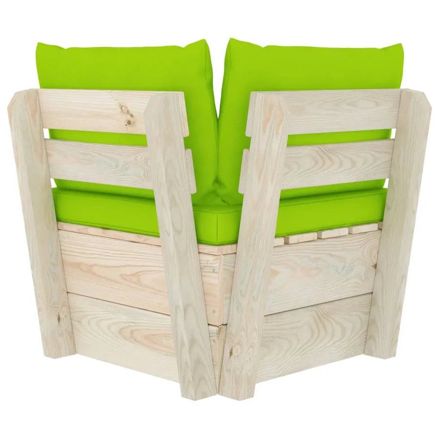Canapé d'angle palette de jardin avec coussins Épicéa imprégné - 5