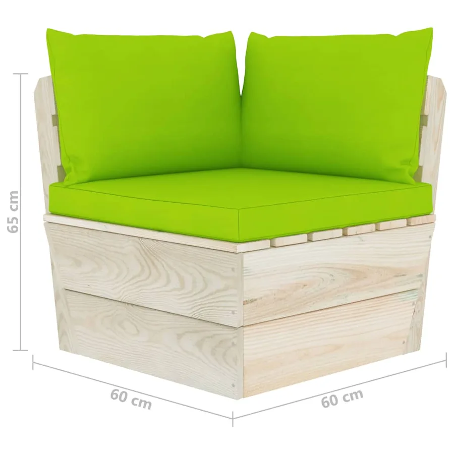 Canapé d'angle palette de jardin avec coussins Épicéa imprégné - 7