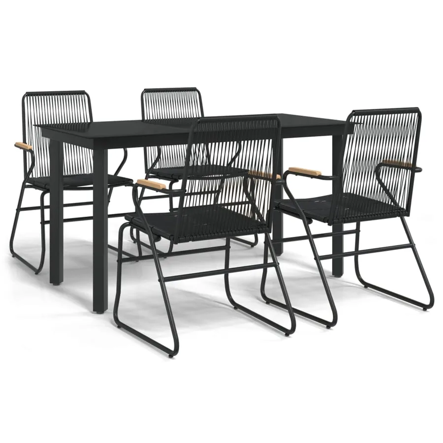 Ensemble à manger de jardin 5 pcs Noir Rotin PVC - 2