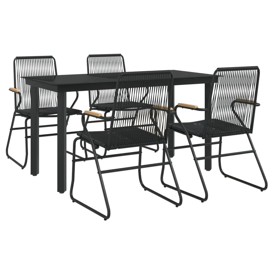 Ensemble à manger de jardin 5 pcs Noir Rotin PVC - 3