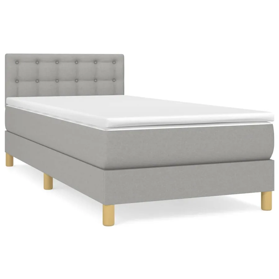 Sommier à lattes de lit avec matelas Gris clair 90x200 cm Tissu - 2