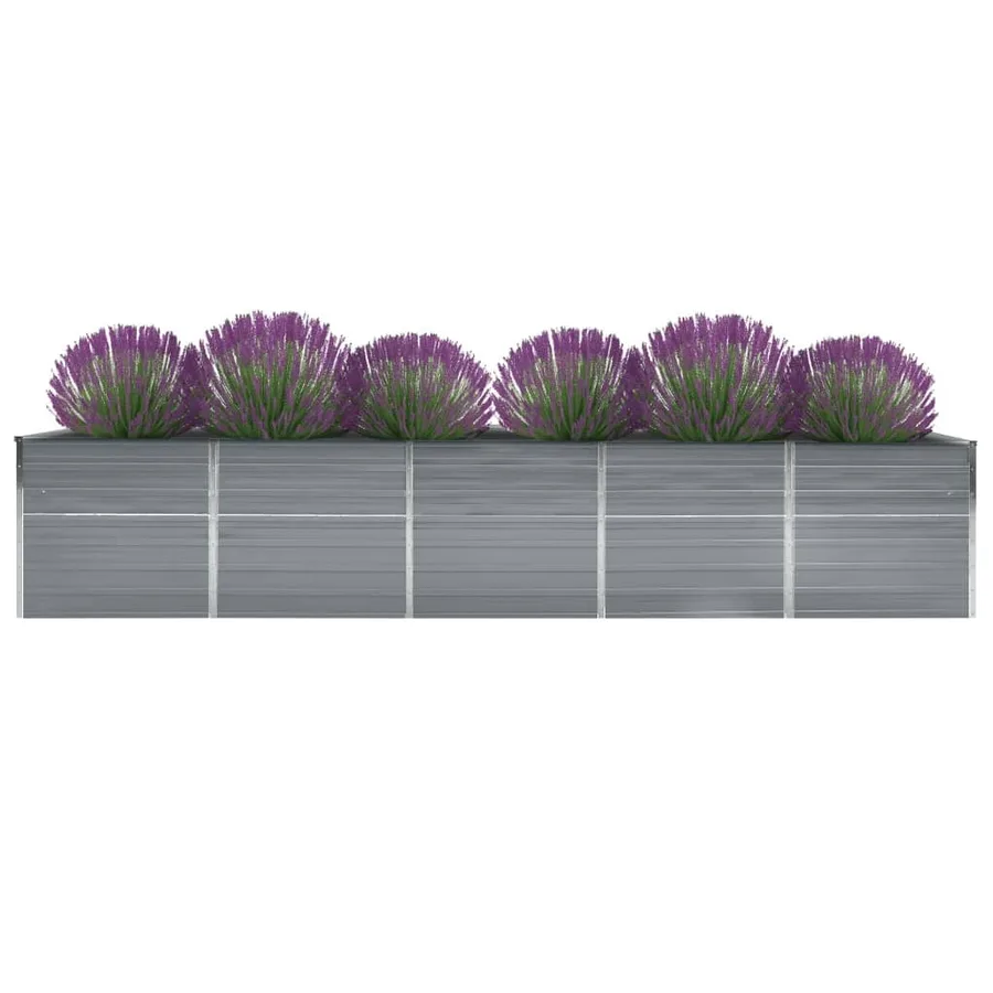 Lit surélevé de jardin Acier galvanisé 400x80x77 cm Gris - 2