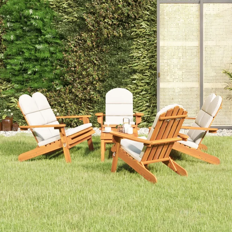 Ensemble de salon de jardin Adirondack 5 pcs bois acacia solide