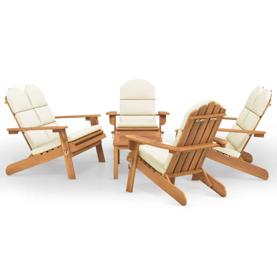 Ensemble de salon de jardin Adirondack 5 pcs bois acacia solide - 2