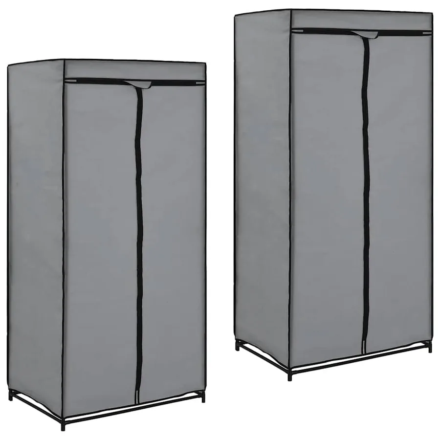 2 pcs Garde-robes Gris 75x50x160 cm