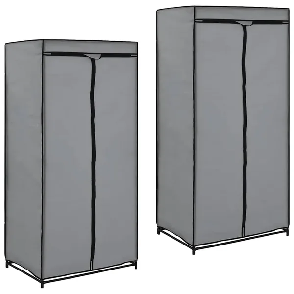 2 pcs Garde-robes Gris 75x50x160 cm