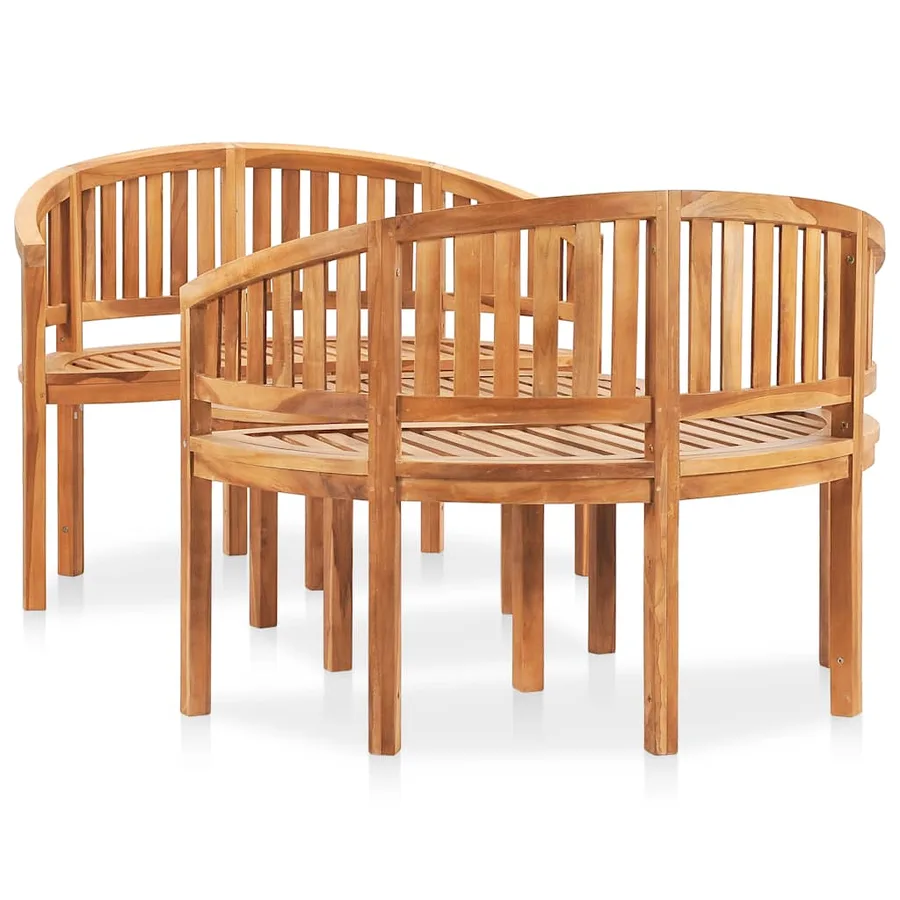 Salon de jardin 3 pcs en forme de banane Bois de teck solide - 2