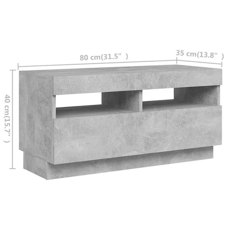 Meuble TV avec lumières LED Gris béton 260x35x40 cm - 9
