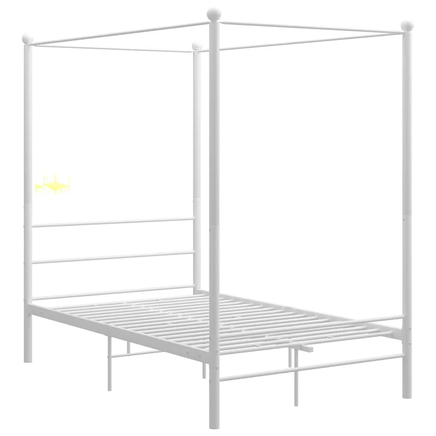 Cadre de lit à baldaquin sans matelas blanc 140x200 cm métal - 2