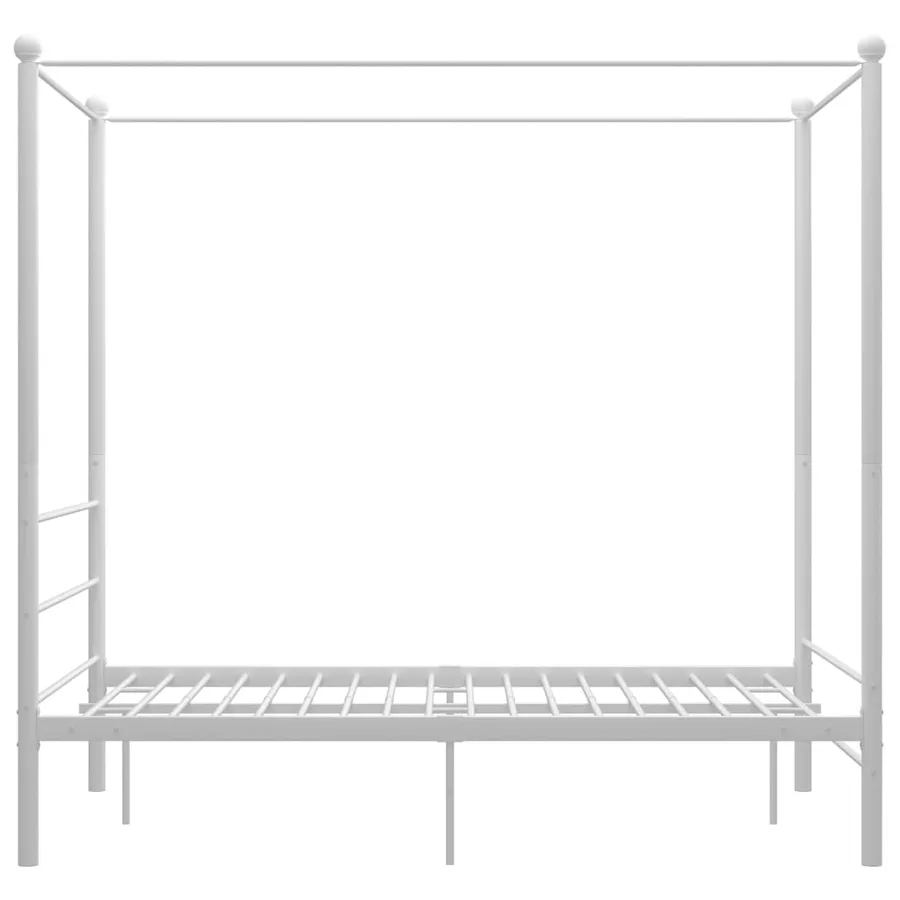 Cadre de lit à baldaquin sans matelas blanc 140x200 cm métal - 3