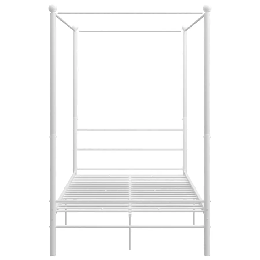 Cadre de lit à baldaquin sans matelas blanc 140x200 cm métal - 4