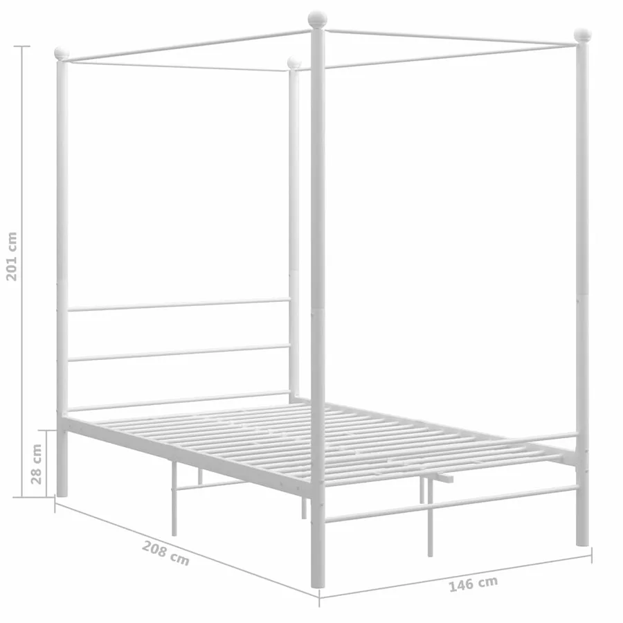 Cadre de lit à baldaquin sans matelas blanc 140x200 cm métal - 6