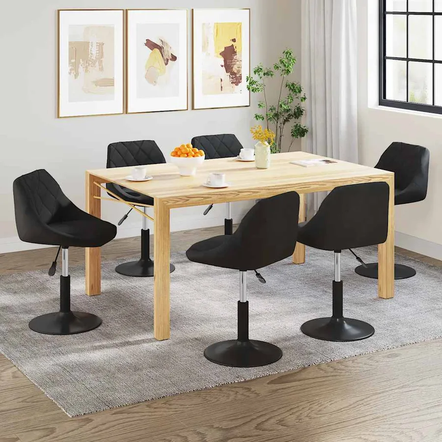 Chaises pivotantes à manger lot de 6 noir velours