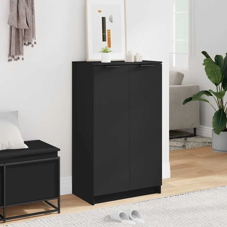 Armoire à chaussures noir 59x35x100 cm bois d'ingénierie - 3