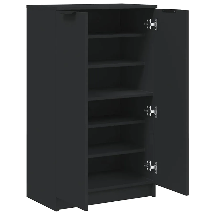Armoire à chaussures noir 59x35x100 cm bois d'ingénierie - 7
