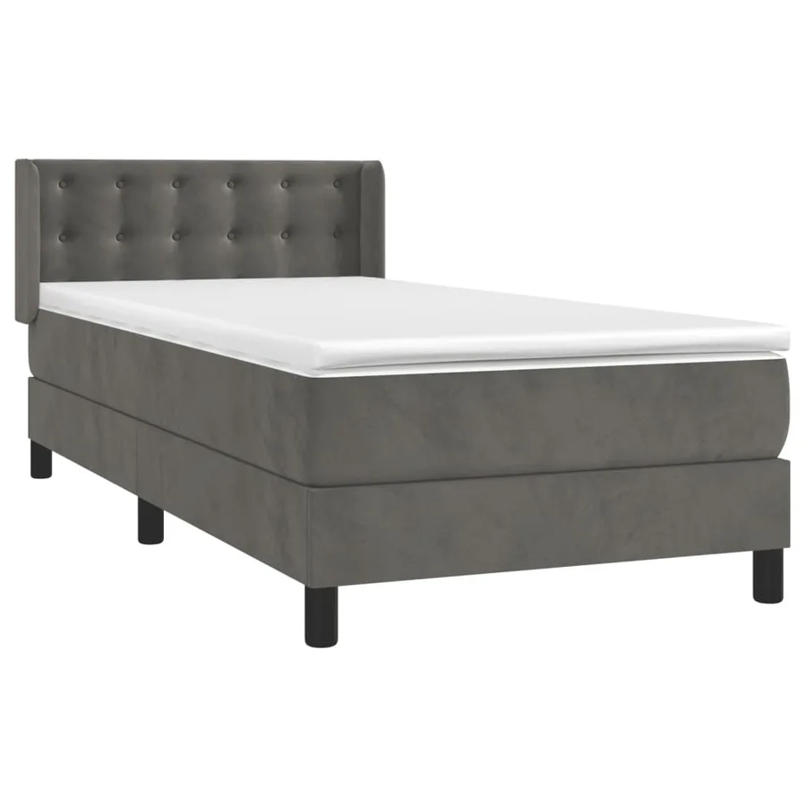 Sommier à lattes de lit et matelas Gris foncé 90x200 cm Velours - 3
