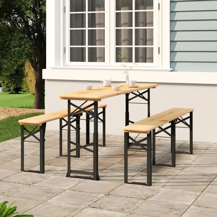 Table à bière pliable 170x50x75/105 cm bois massif de sapin