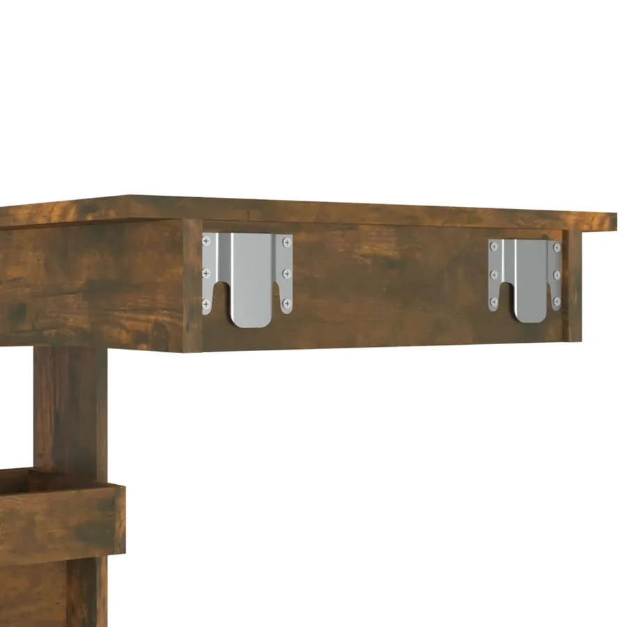 Table de bar murale Chêne fumé 102x45x103,5cm Bois d'ingénierie - 8