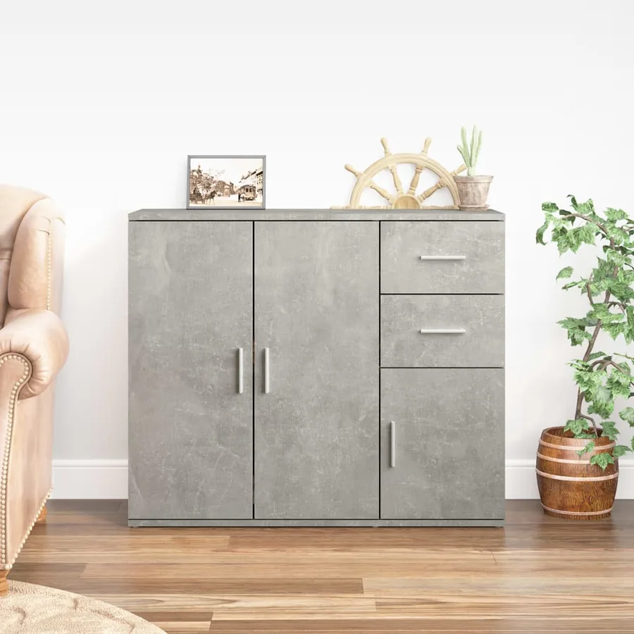 Buffet Gris béton 91x29,5x75 cm Bois d'ingénierie