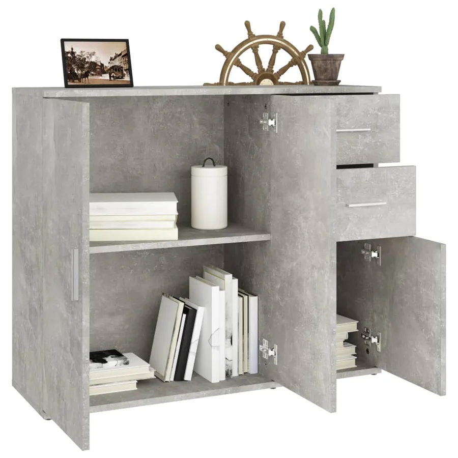 Buffet Gris béton 91x29,5x75 cm Bois d'ingénierie - 4