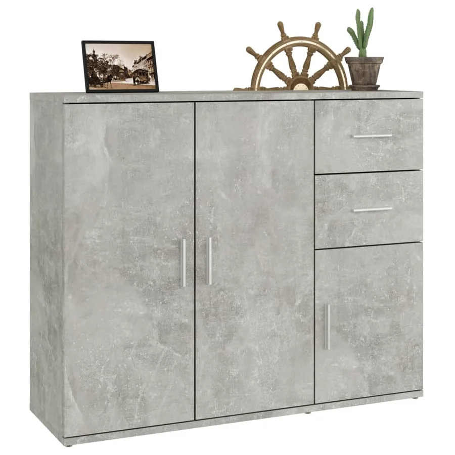Buffet Gris béton 91x29,5x75 cm Bois d'ingénierie - 5
