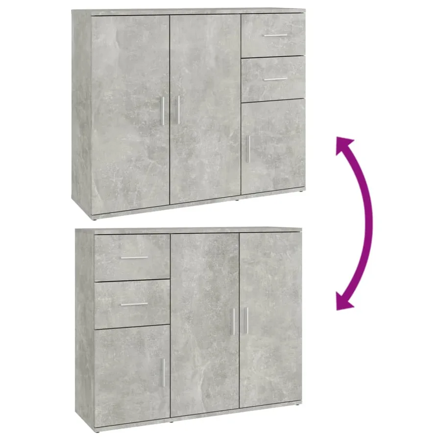 Buffet Gris béton 91x29,5x75 cm Bois d'ingénierie - 9