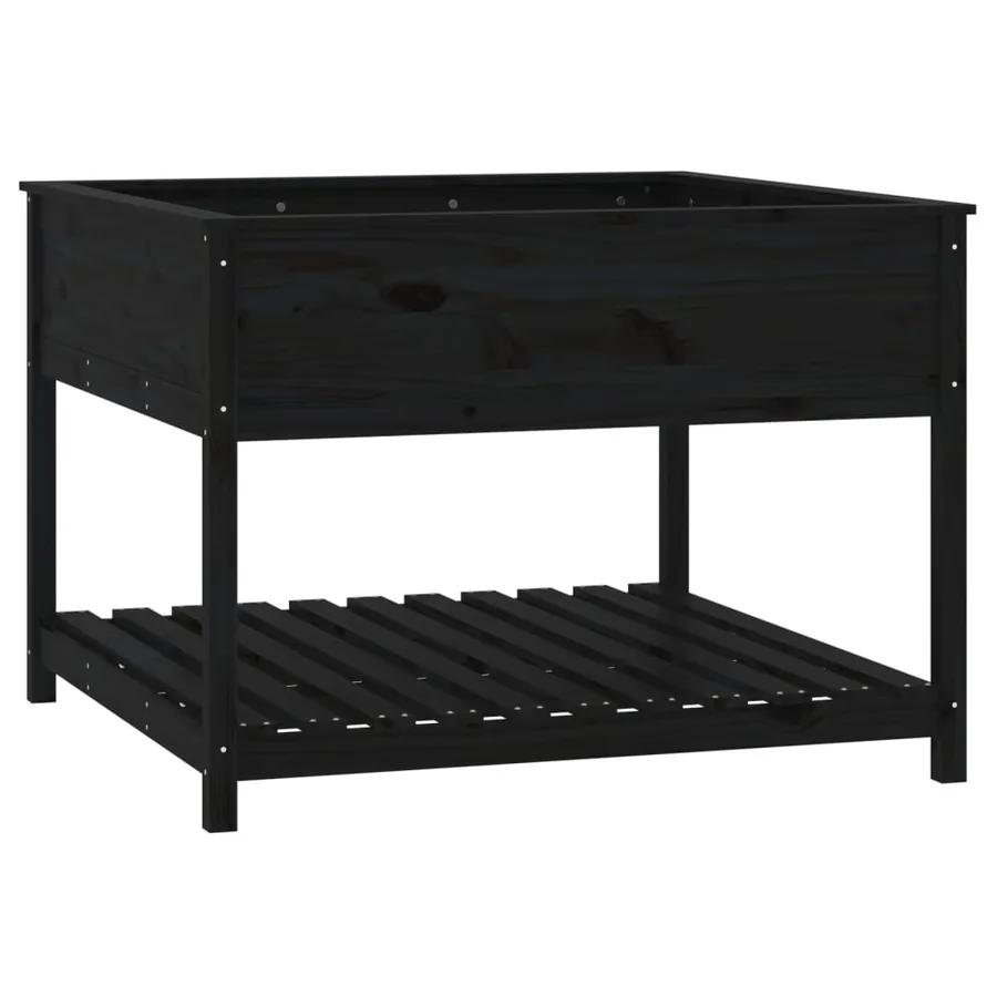 Jardinière et étagère Noir 111,5x111,5x81 cm Bois massif de pin - 2