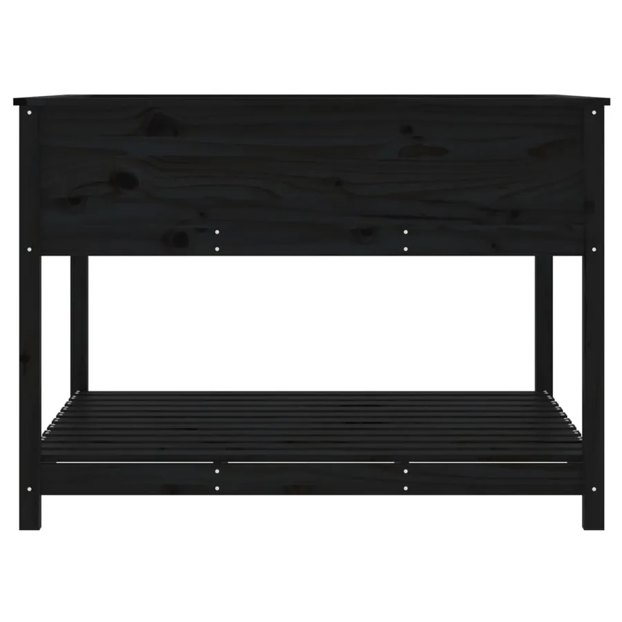 Jardinière et étagère Noir 111,5x111,5x81 cm Bois massif de pin - 6