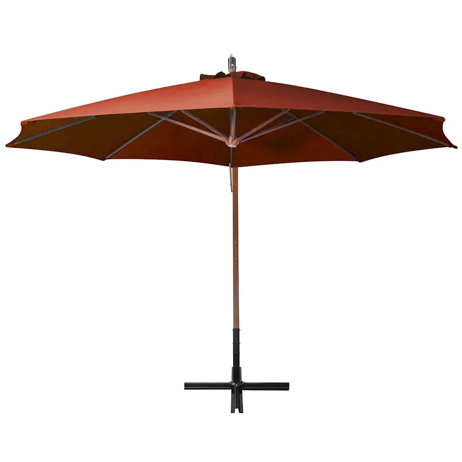 Parasol de jardin suspendu avec mât terre cuite bois de sapin - 3