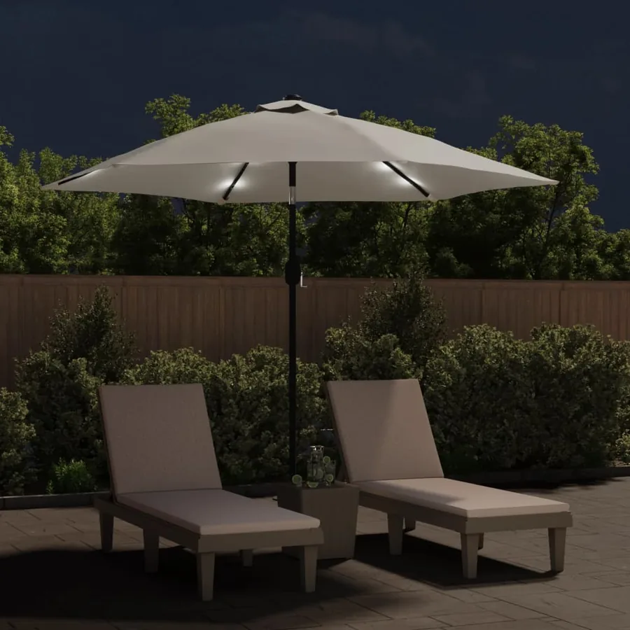 Parasol de jardin en porte-à-faux avec LED 3 m blanc sable - 3