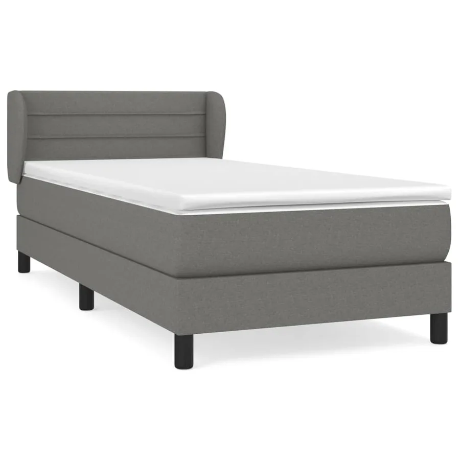 Sommier à lattes de lit et matelas Gris foncé 90x190 cm Tissu - 2