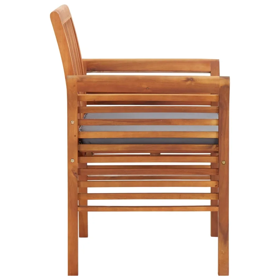 Chaise à dîner de jardin avec coussin Bois d'acacia massif - 3