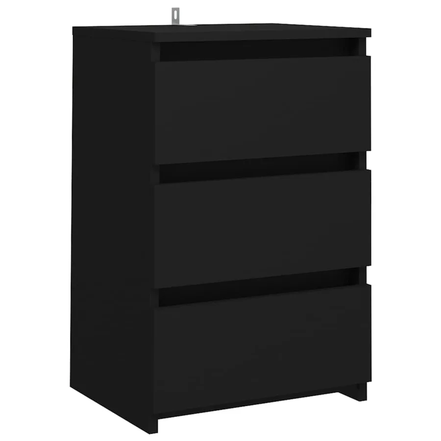 Table de chevet noir 40x35x62,5 cm bois d'ingénierie - 2