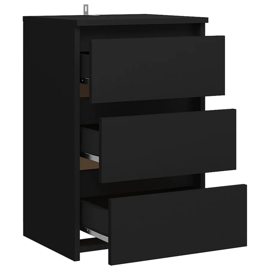Table de chevet noir 40x35x62,5 cm bois d'ingénierie - 4