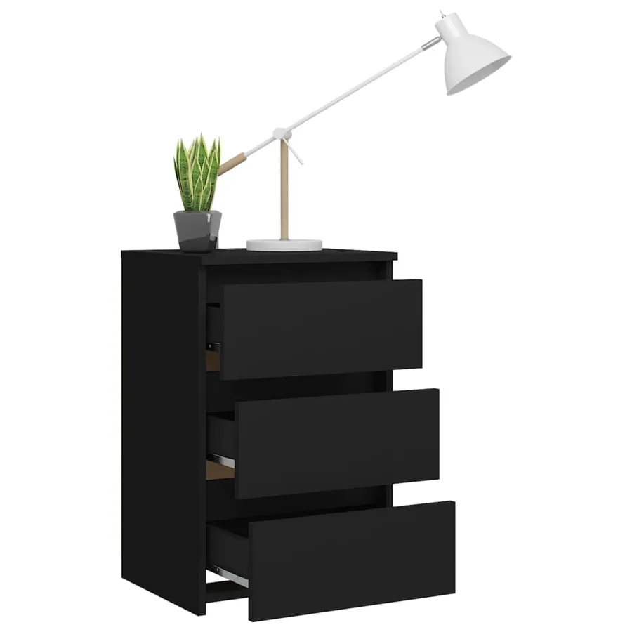 Table de chevet noir 40x35x62,5 cm bois d'ingénierie - 6