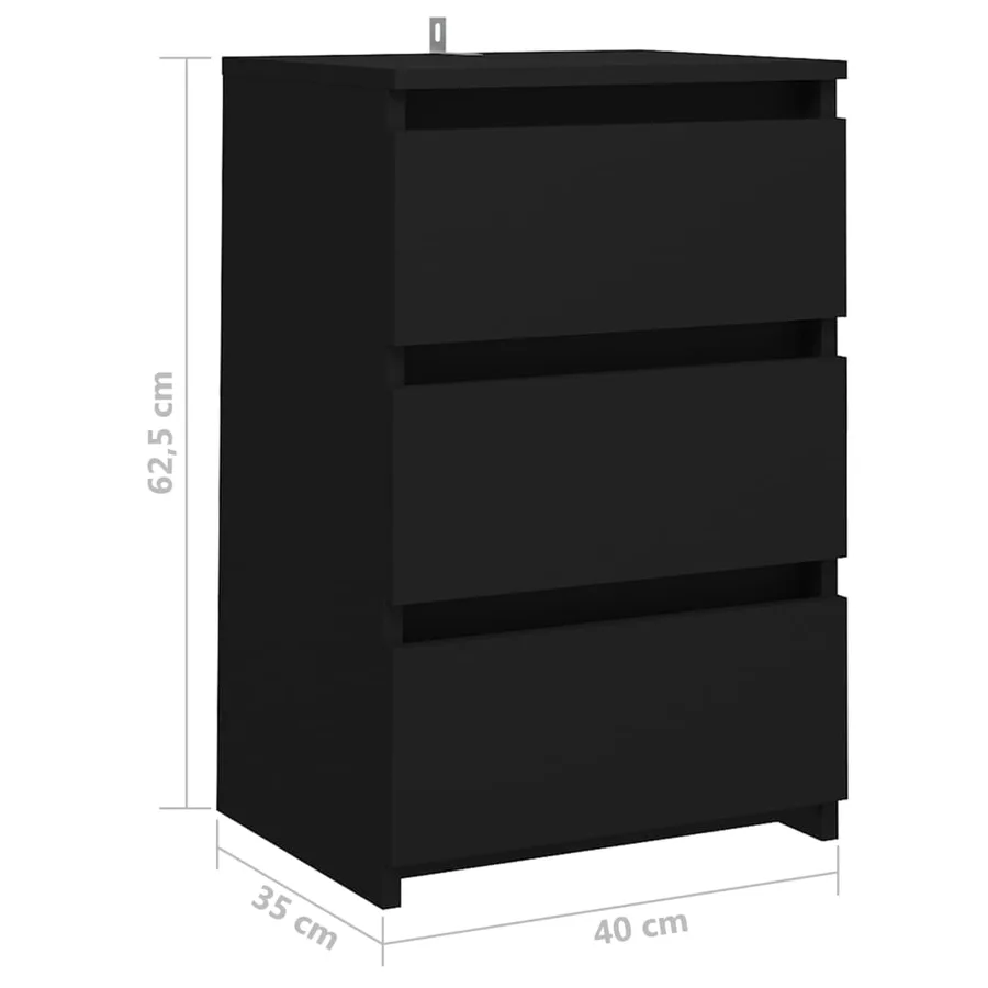 Table de chevet noir 40x35x62,5 cm bois d'ingénierie - 7