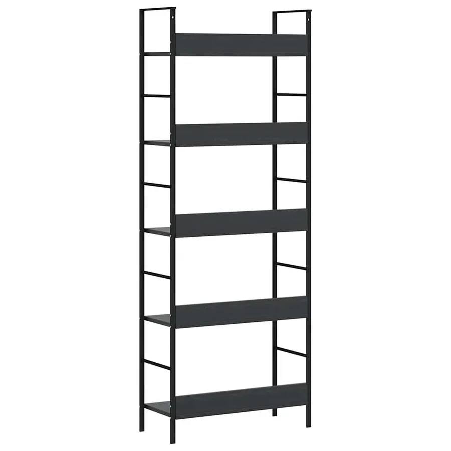 Bibliothèque à 5 niveaux noir 60x27,6x158,5cm bois d'ingénierie - 5