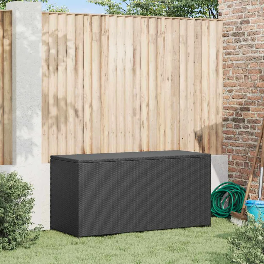 Boîte de rangement de jardin noir 120x50x60 cm résine tressée - 3