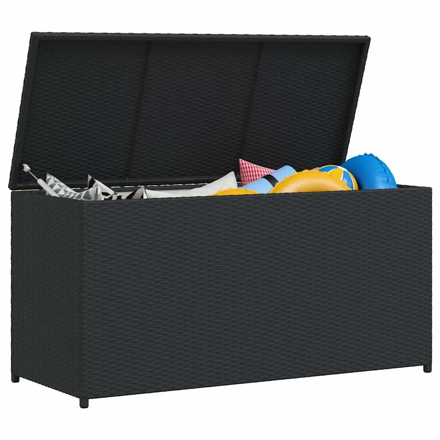 Boîte de rangement de jardin noir 120x50x60 cm résine tressée - 4