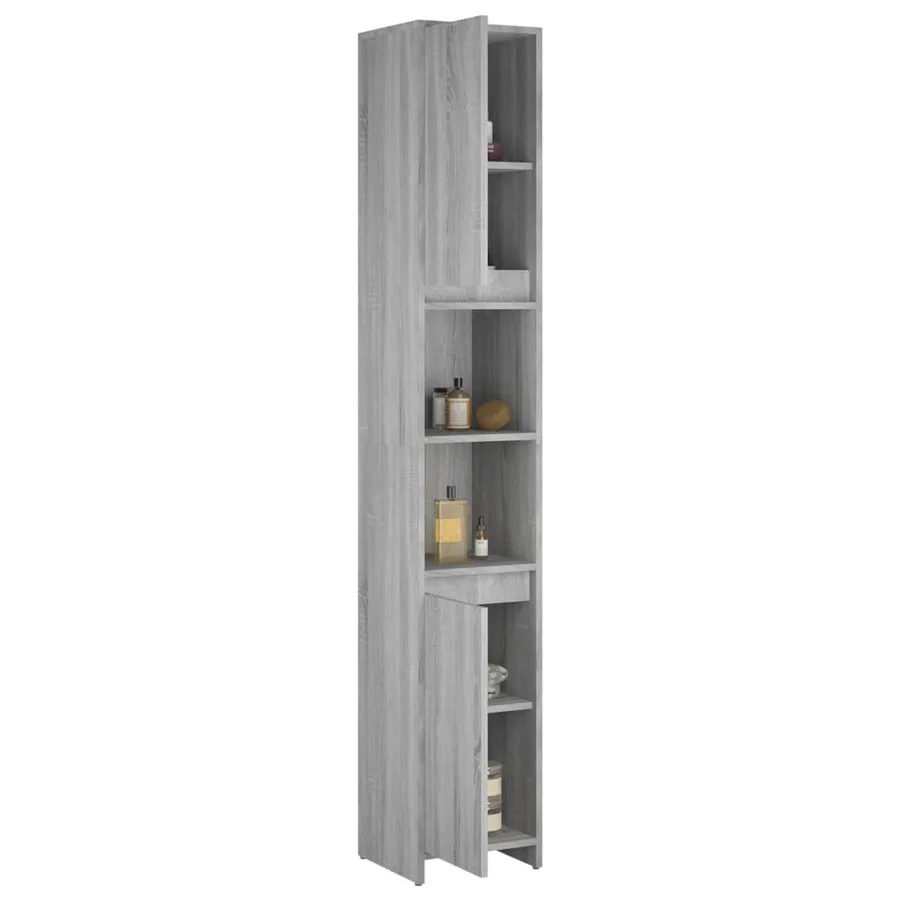Armoire de bain Sonoma gris 30x30x183,5 cm Bois d'ingénierie - 4