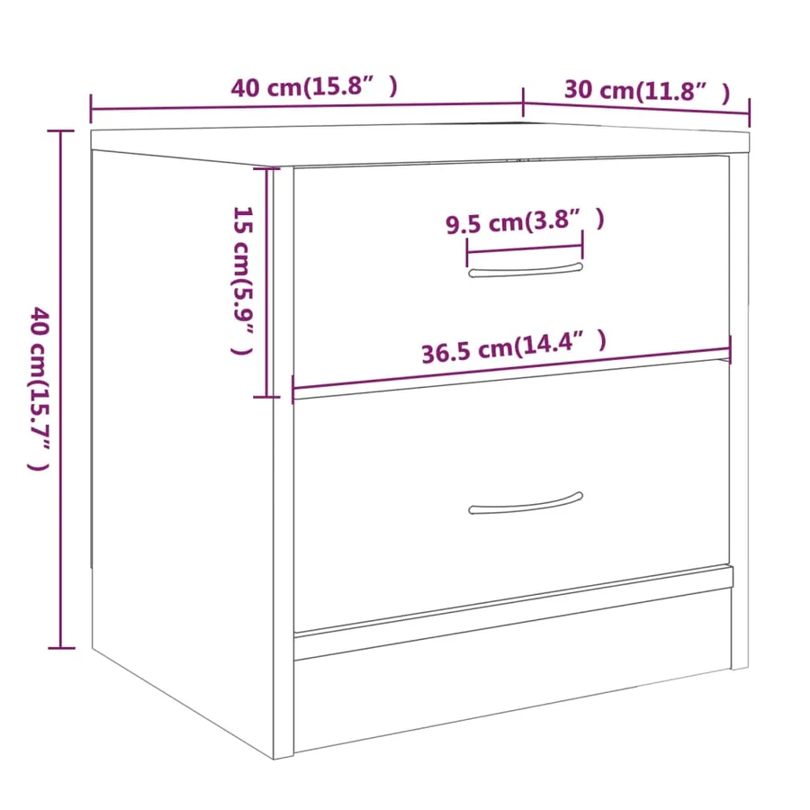 Table de chevet sonoma gris 40x30x40 cm bois d'ingénierie - 7