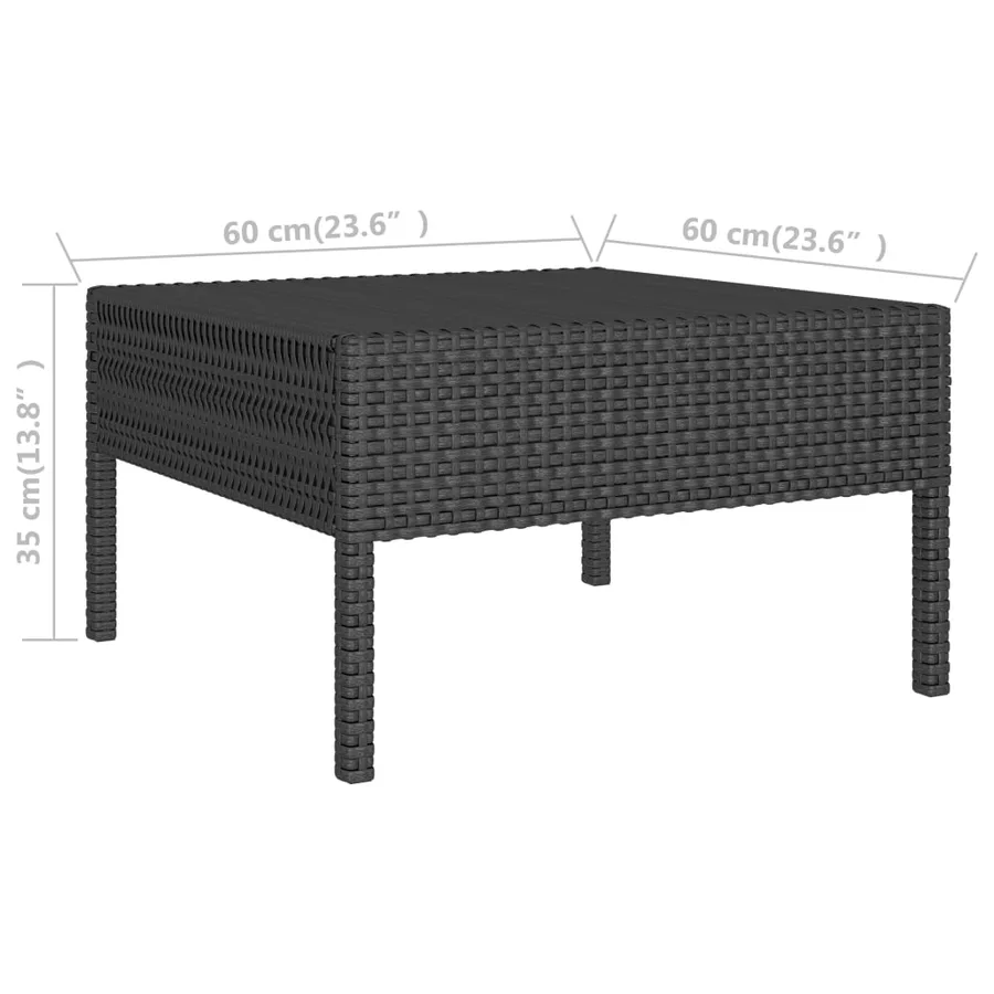 Salon de jardin 2 pcs avec coussins Résine tressée Noir - 6