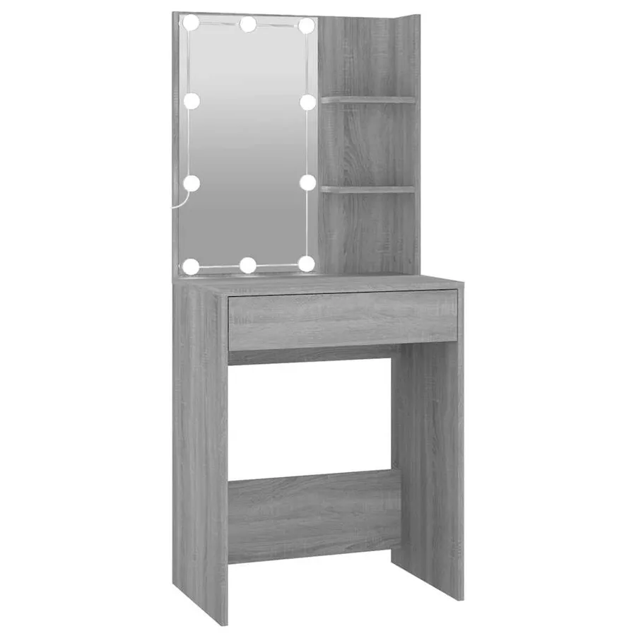 Coiffeuse à LED avec armoires Sonoma gris Bois d'ingénierie - 8
