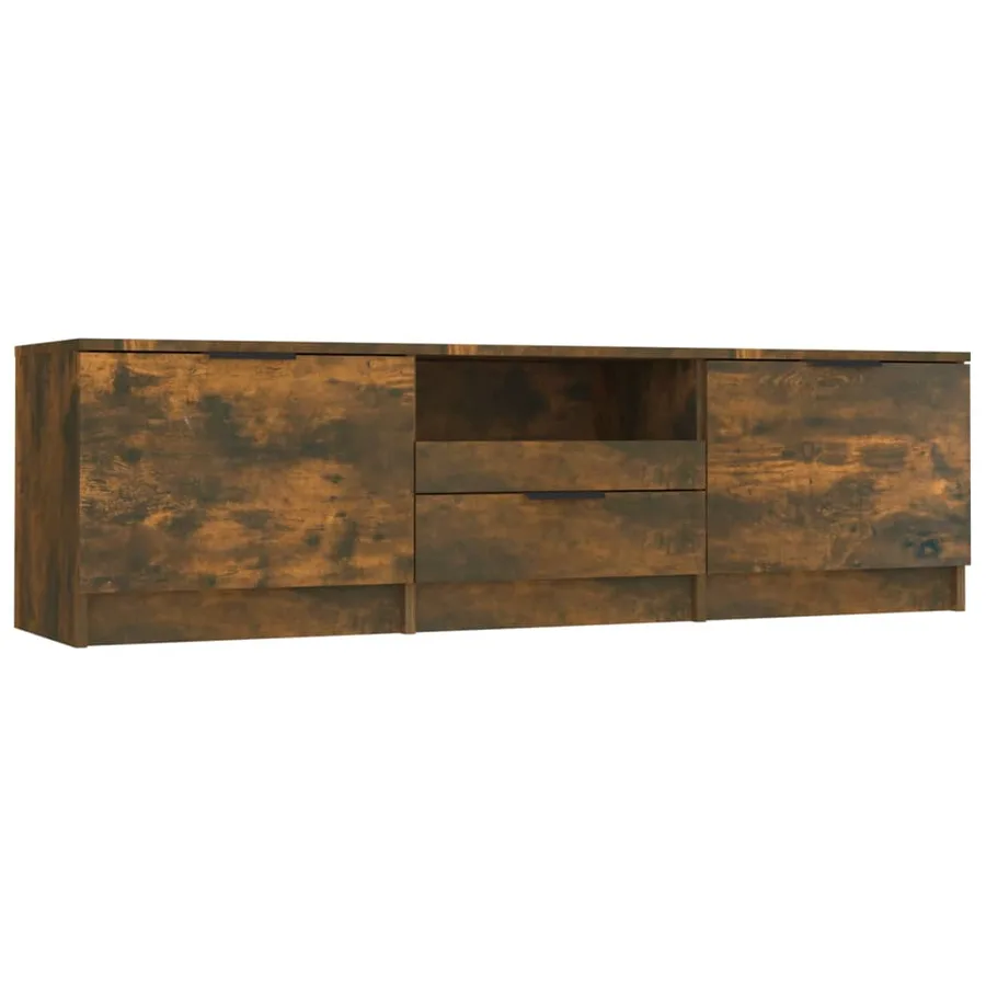 Meuble TV Chêne fumé 140x35x40 cm Bois d'ingénierie - 2
