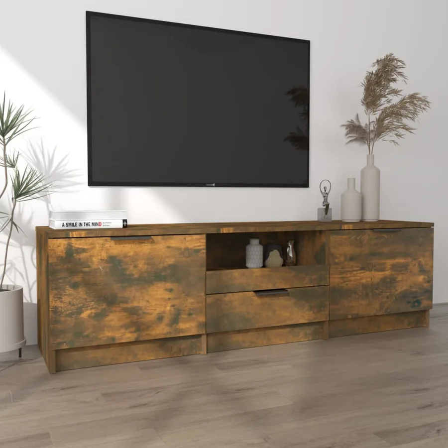 Meuble TV Chêne fumé 140x35x40 cm Bois d'ingénierie - 3