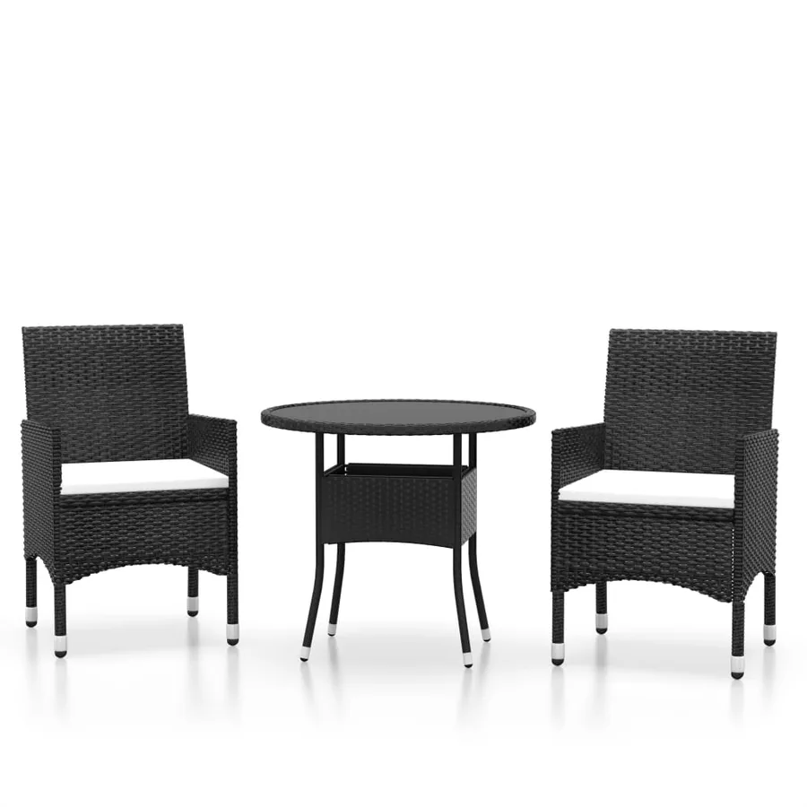 Ensemble à manger de jardin 3 pcs Résine tressée Noir - 2