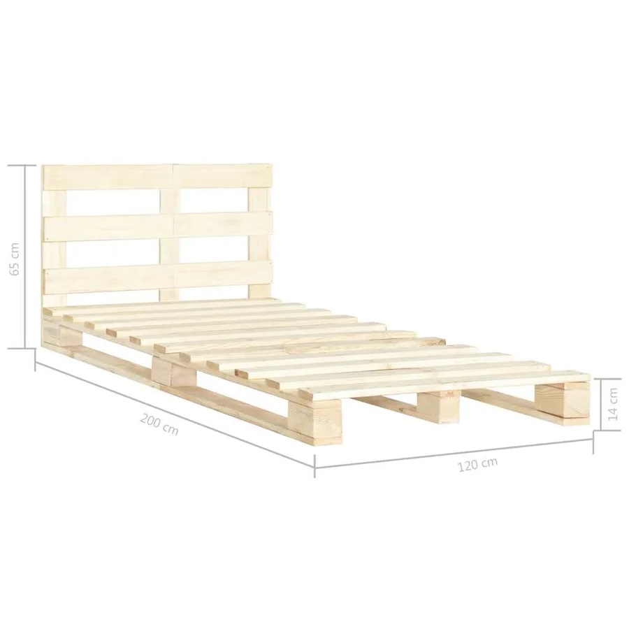 Cadre de lit de palette sans matelas bois pin massif 120x200 cm - 7