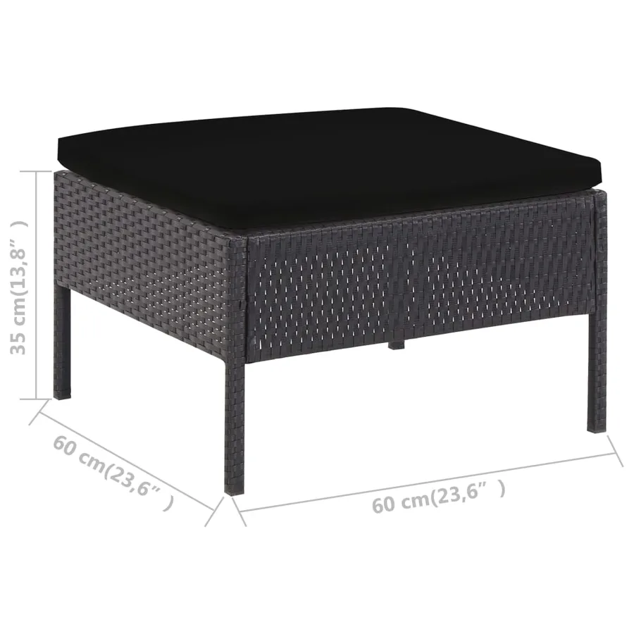 Salon de jardin 5 pcs avec coussins résine tressée noir - 13